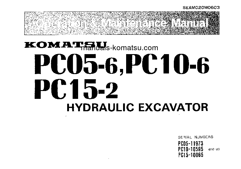 PC15-2(JPN)-6-WAY CONTROL S/N 10065-UP Operation manual (English)