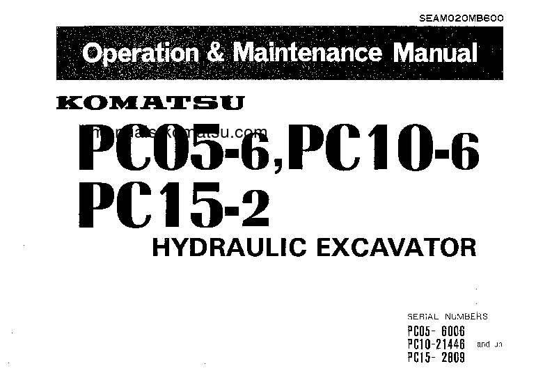 PC10-6(JPN) S/N 21446-UP Operation manual (English)
