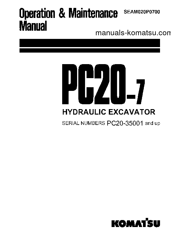 PC20-7(JPN) S/N 35001-UP Operation manual (English)