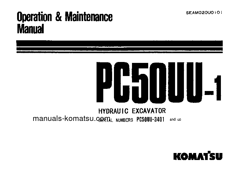 PC50UU-1(JPN) S/N 3401-UP Operation manual (English)