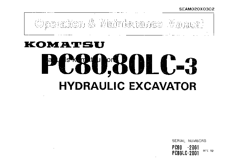 PC80LC-3(JPN) S/N 2001-UP Operation manual (English)