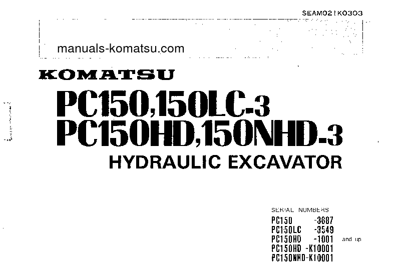 PC150HD-3(JPN) S/N 1001-UP Operation manual (English)