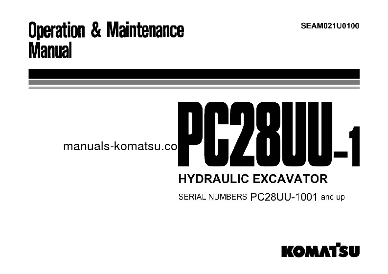 PC28UU-1(JPN) S/N 1001-UP Operation manual (English)