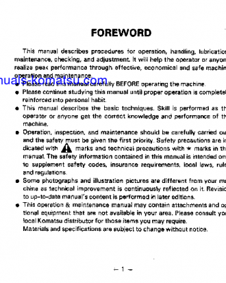 PC28UU-1(JPN) S/N 1001-UP Operation manual (English)