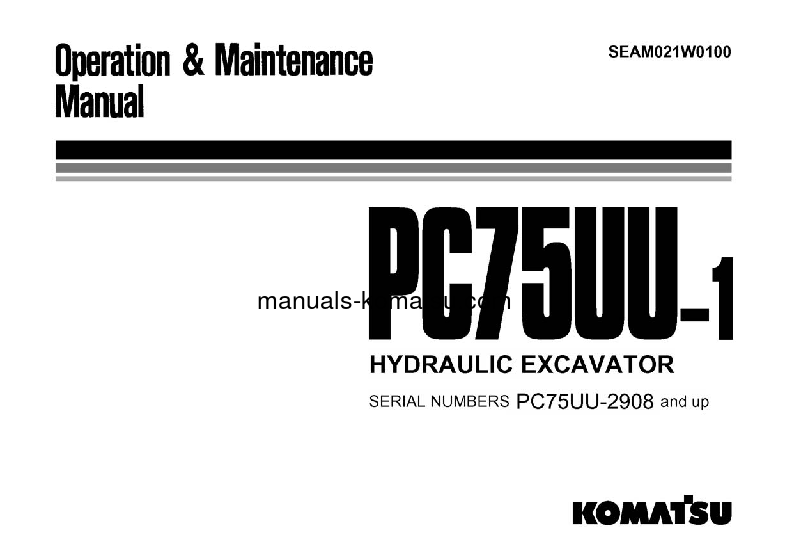 PC75UU-1(JPN) S/N 2908-UP Operation manual (English)