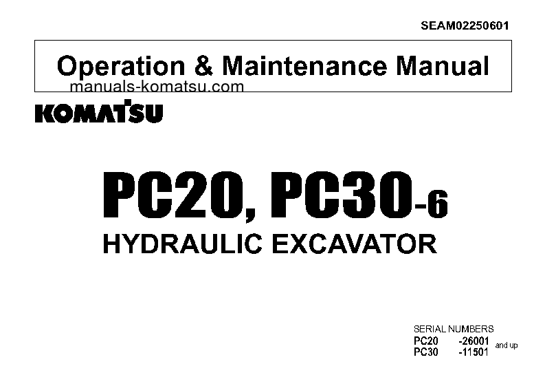 PC30-6(JPN) S/N 11501-13021 Operation manual (English)