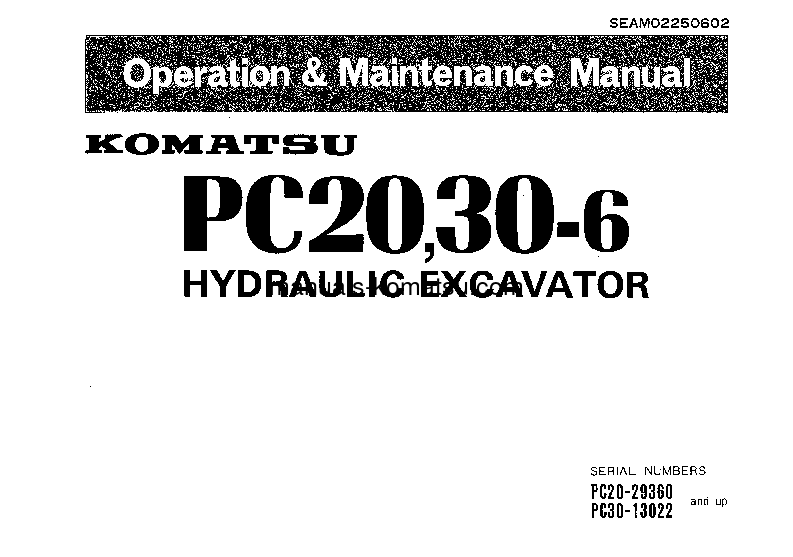 PC20-6(JPN) S/N 29360-UP Operation manual (English)