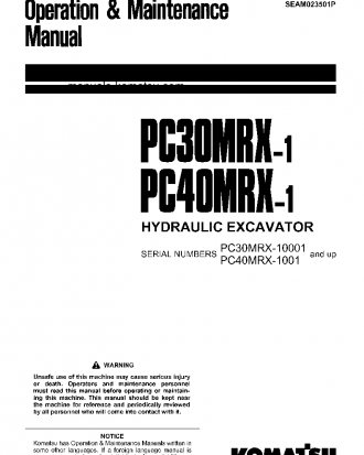 PC40MRX-1(JPN)-FOR EU S/N 1001-5500 Operation manual (English)