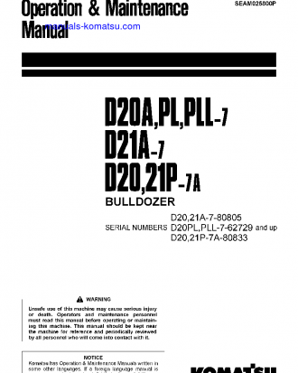 D20PLL-7(JPN) S/N 62729-UP Operation manual (English)