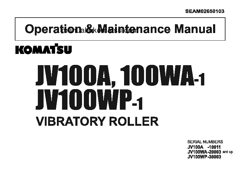 JV100WA-1(JPN) S/N 20003-20076 Operation manual (English)