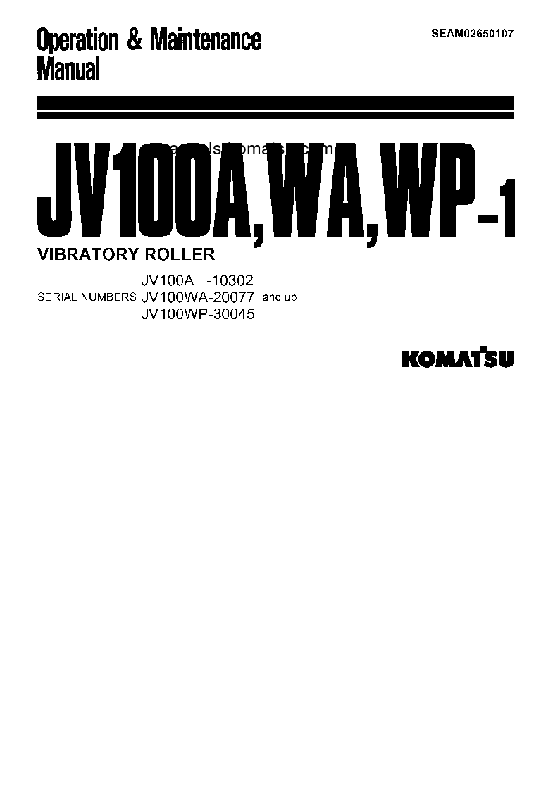JV100WA-1(JPN) S/N 20077-UP Operation manual (English)