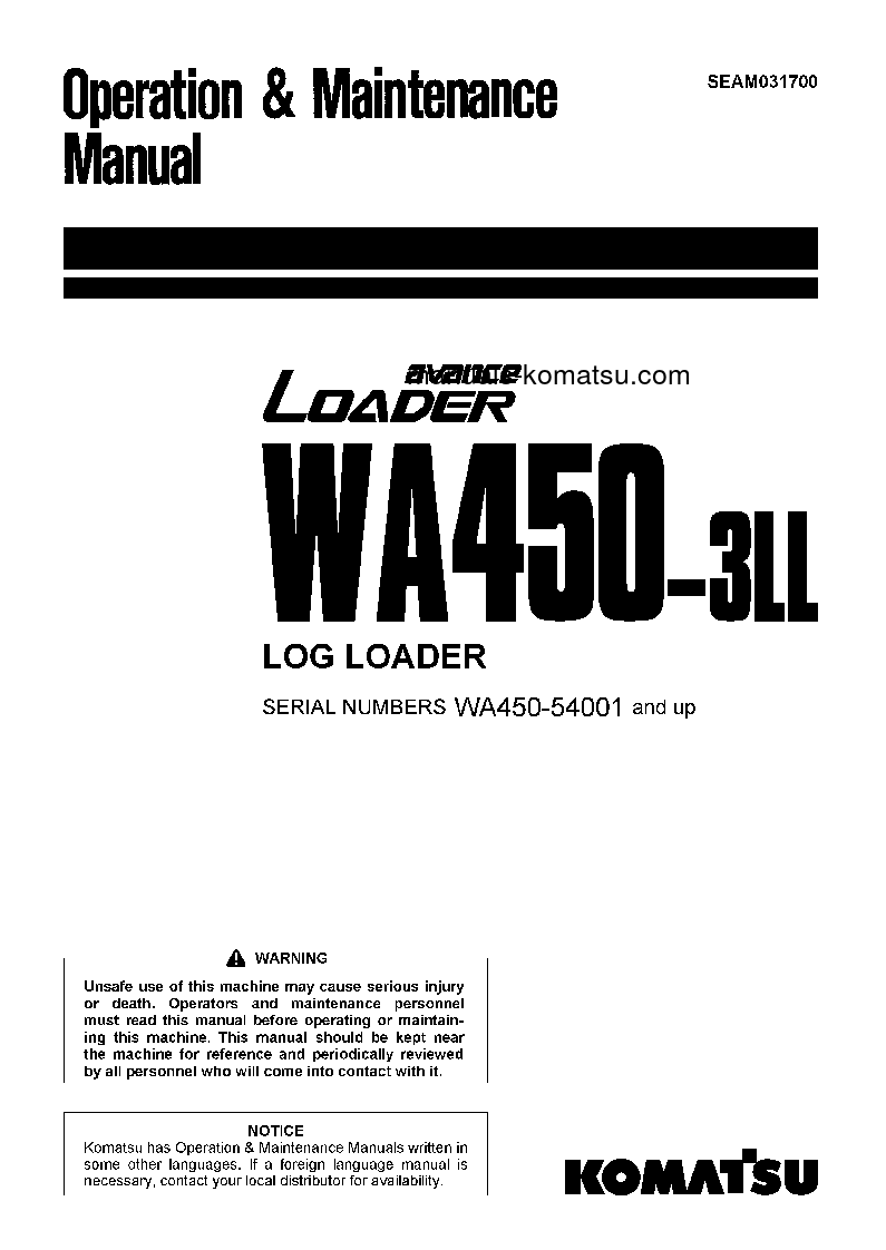 WA450-3(JPN)-LL S/N 54001-UP Operation manual (English)
