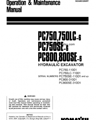 PC750LC-6(JPN) S/N 11001-UP Operation manual (English)