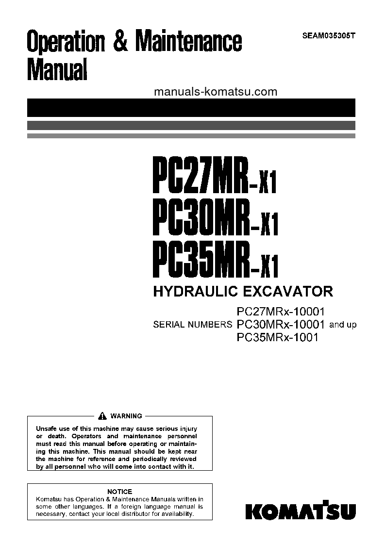 PC27MRX-1(JPN) S/N 10001-UP Operation manual (English)