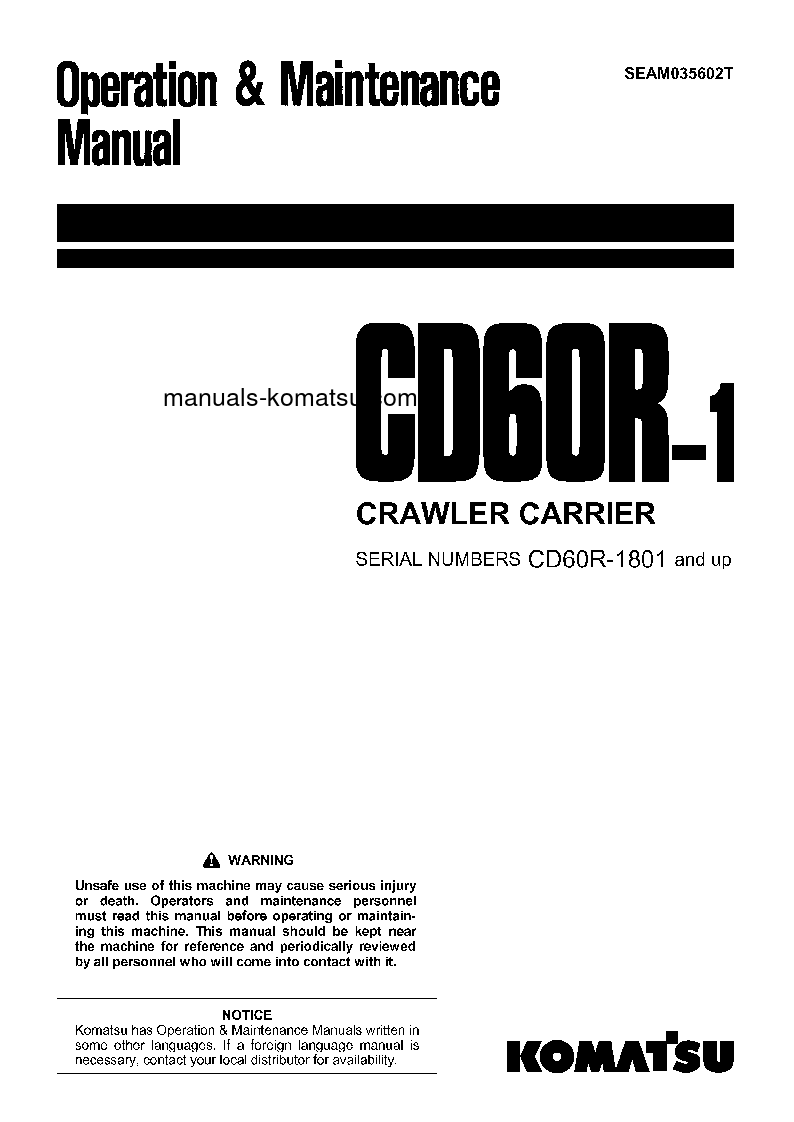 CD60R-1(JPN) S/N 1801-UP Operation manual (English)