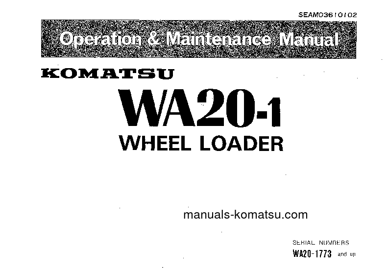 WA20-1(JPN) S/N 1773-UP Operation manual (English)