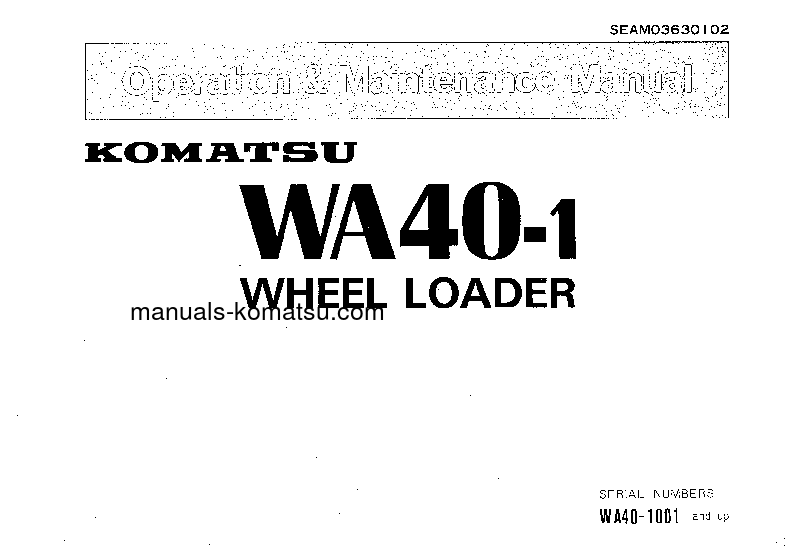 WA40-1(JPN) S/N 1001-UP Operation manual (English)
