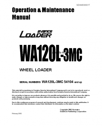 WA120L-3(JPN)-MC S/N 54104-UP Operation manual (English)