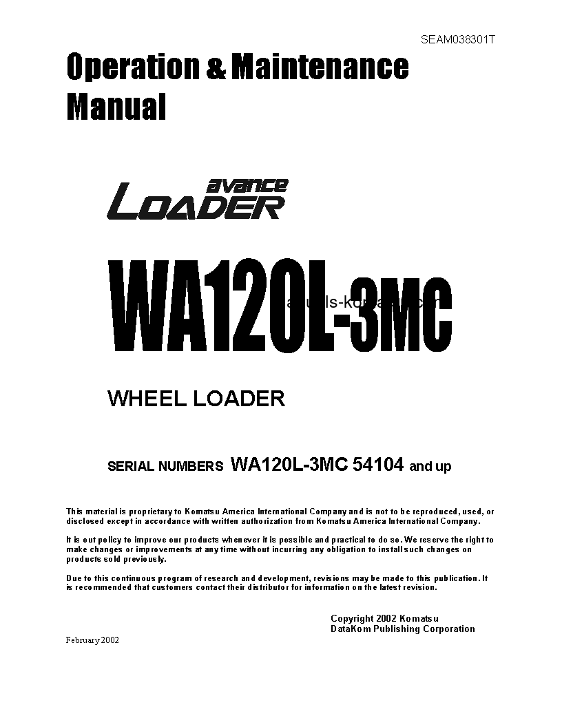 WA120L-3(JPN)-MC S/N 54104-UP Operation manual (English)