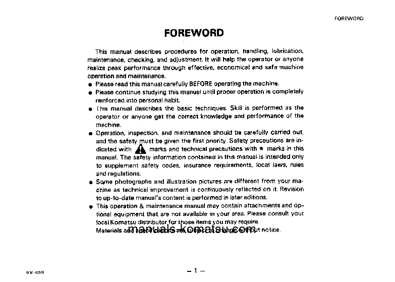 Protected: WA70-1(JPN) S/N 12001-UP Operation manual (English)