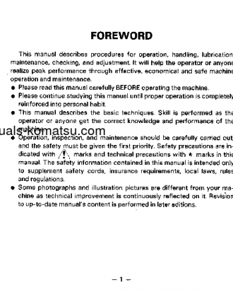WA100-1(JPN) S/N 10001-20000 Operation manual (English)