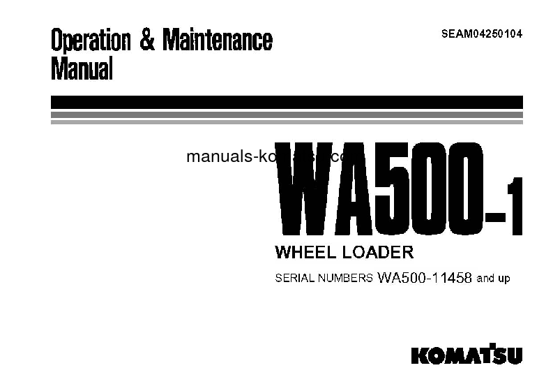 WA500-1(JPN) S/N 11458-20000 Operation manual (English)