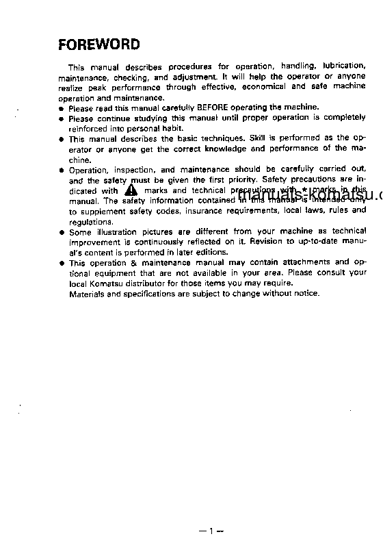 Protected: WA700-1(JPN) S/N 10001-10075 Operation manual (English)