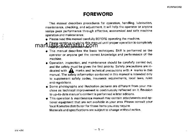 Protected: WA800-2(JPN) S/N 10504-10597 Operation manual (English)