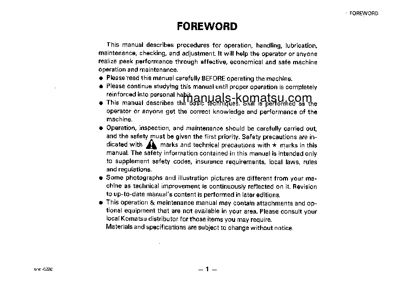 Protected: WA800-2(JPN) S/N 10598-UP Operation manual (English)