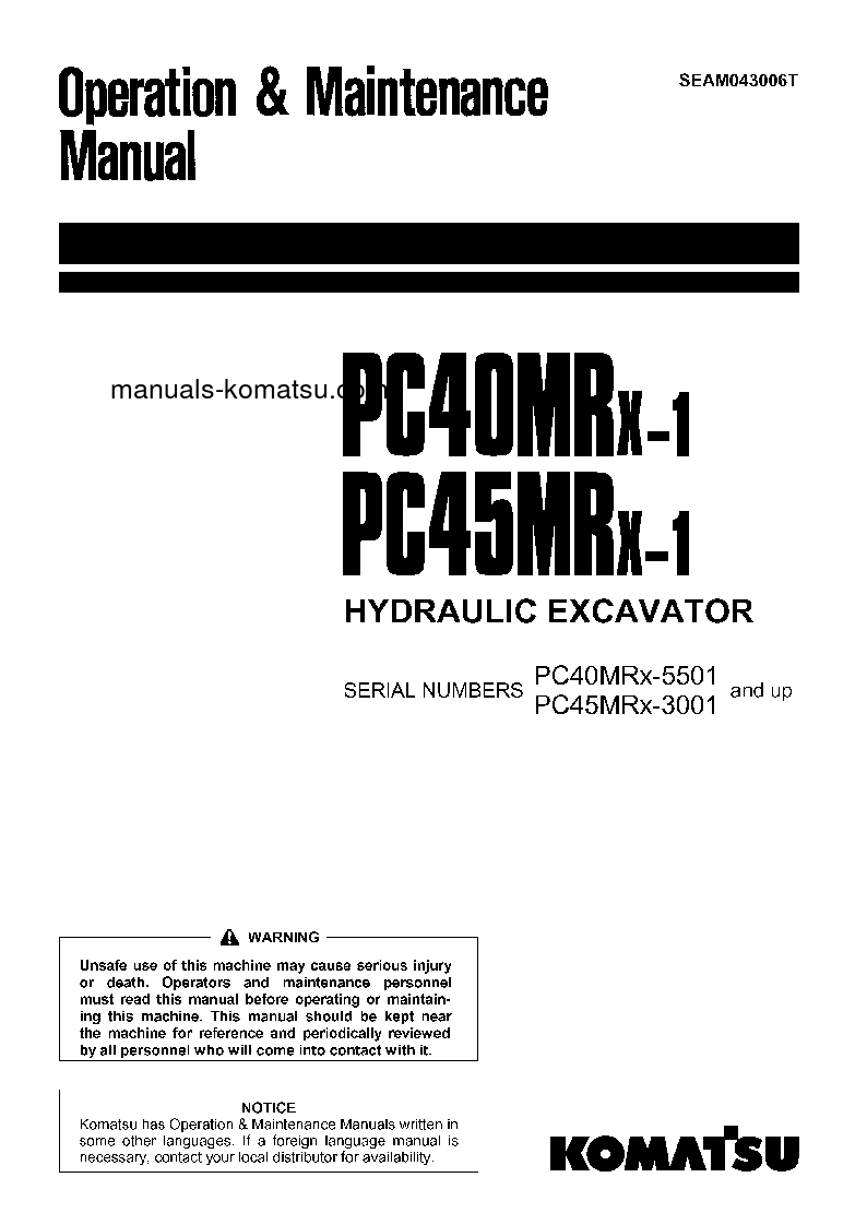 PC40MRX-1(JPN) S/N 5501-UP Operation manual (English)