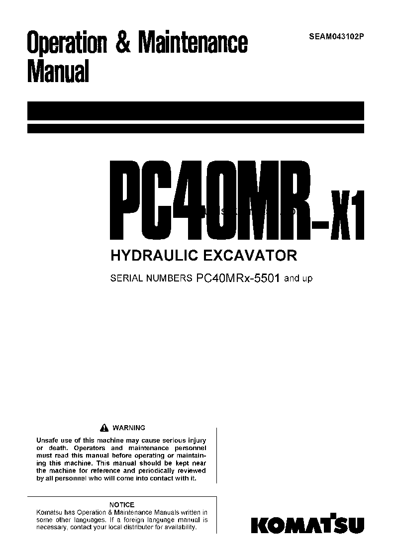 PC40MRX-1(JPN)-FOR EU S/N 5501-UP Operation manual (English)