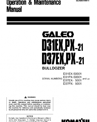 D37PX-21(JPN) S/N 5001-5090 Operation manual (English)