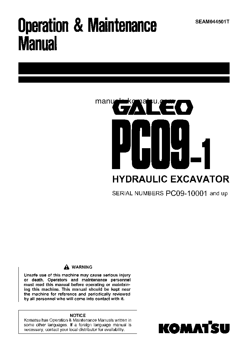 PC09-1(JPN) S/N 10001-10730 Operation manual (English)
