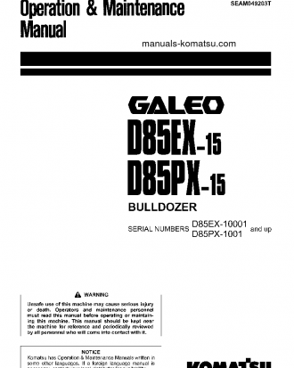 D85PX-15(JPN) S/N 1001-1108 Operation manual (English)