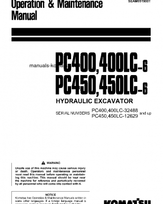 PC400LC-6(JPN) S/N 32488-UP Operation manual (English)