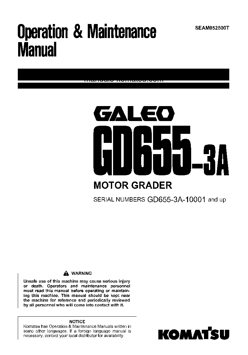GD655-3(JPN)-A S/N 10001-11000 Operation manual (English)