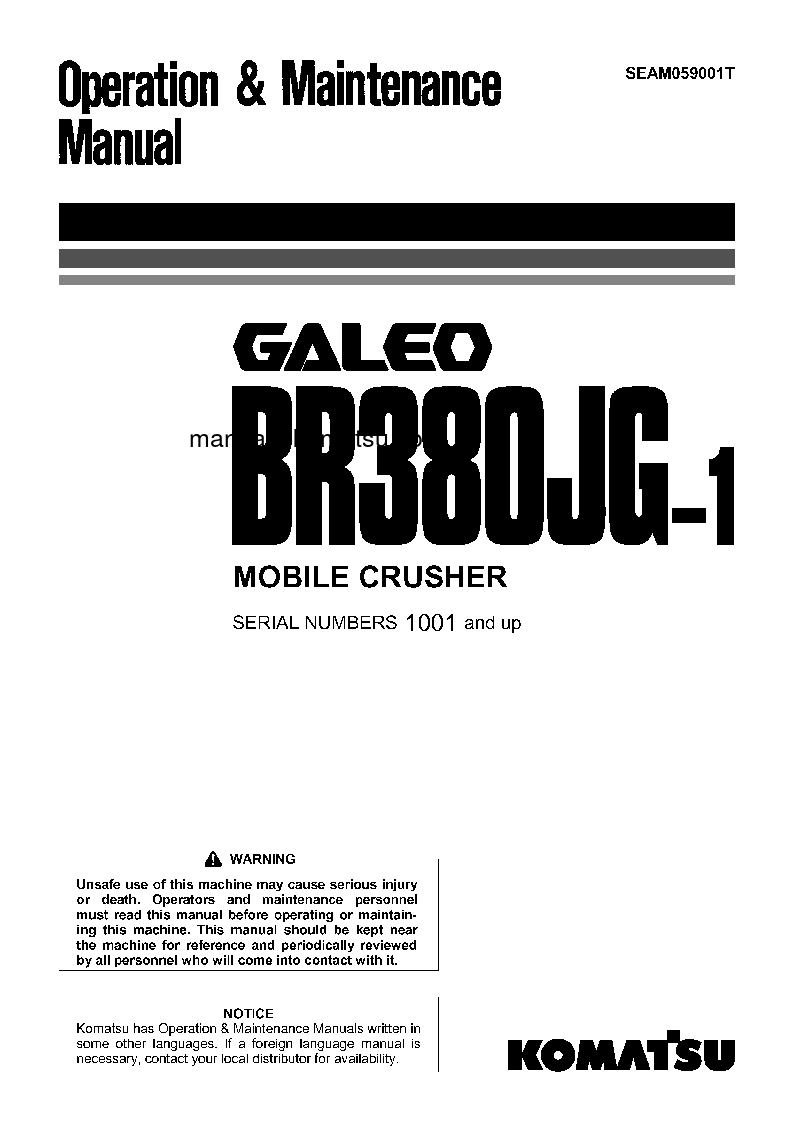 BR380JG-1(JPN) S/N 1001-1200 Operation manual (English)