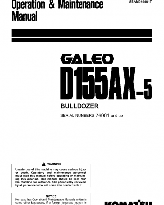 D155AX-5(JPN) S/N 76001-76242 Operation manual (English)