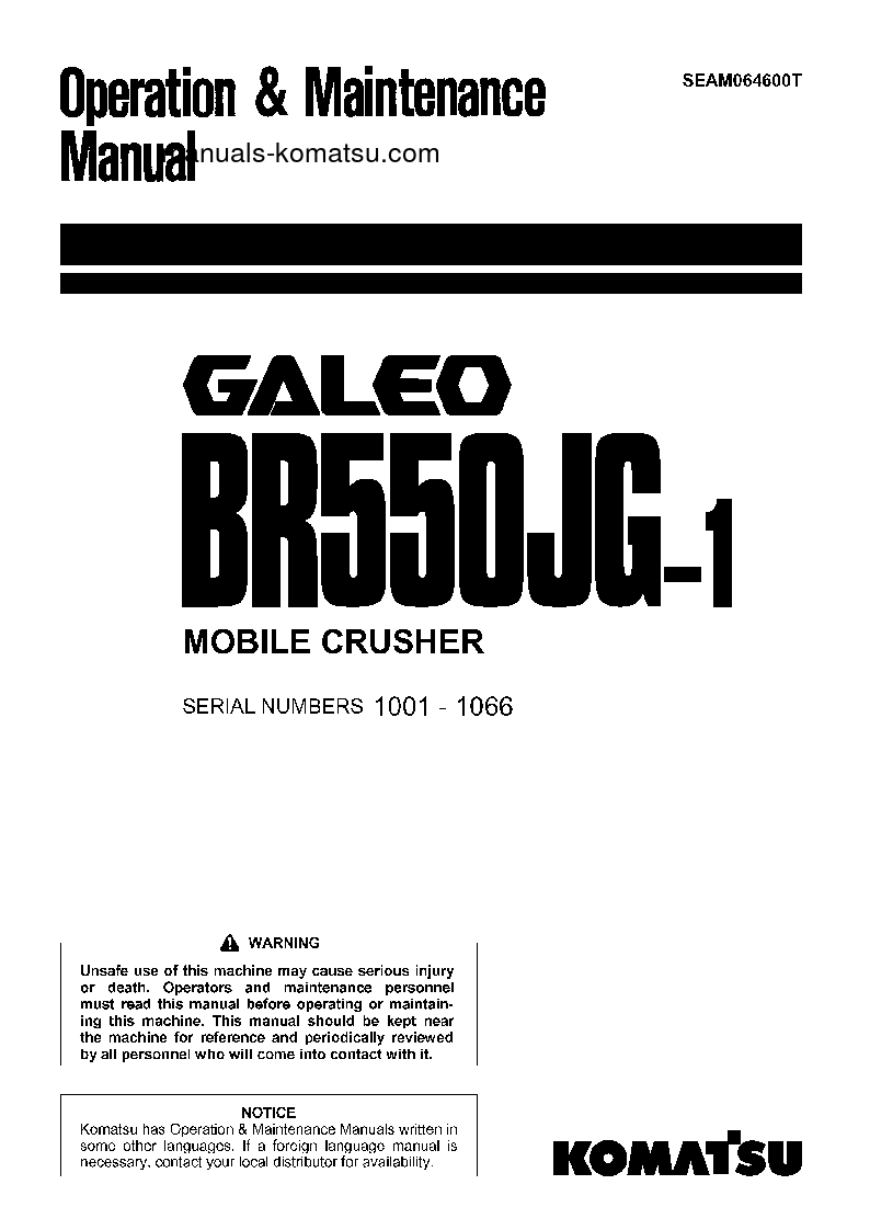 BR550JG-1(JPN) S/N 1001-1066 Operation manual (English)