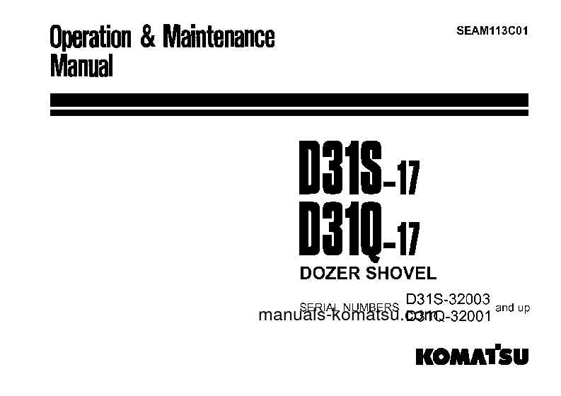 D31S-17(JPN) S/N 32003-UP Operation manual (English)