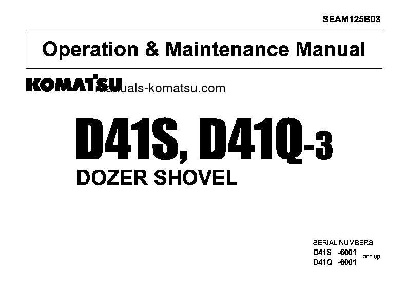 D41S-3(JPN) S/N 6001-UP Operation manual (English)