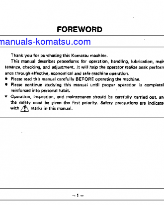 D57S-1(JPN) S/N 9001-20000 Operation manual (English)