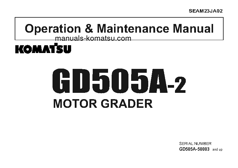 GD505A-2(JPN) S/N 50003-53000 Operation manual (English)