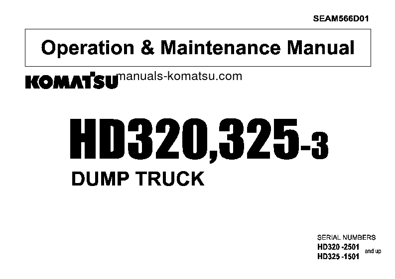 HD320-3(JPN) S/N 2501-2635 Operation manual (English)