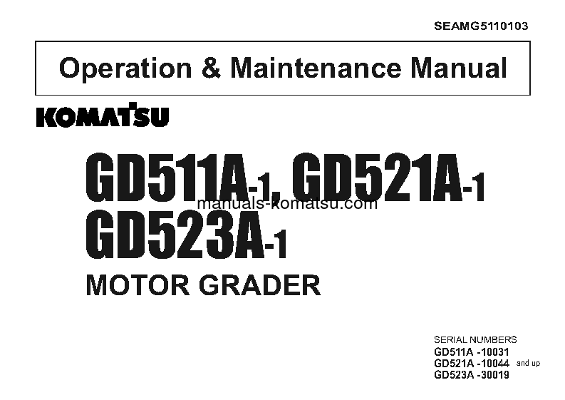 GD511A-1(JPN) S/N 10031-10242 Operation manual (English)
