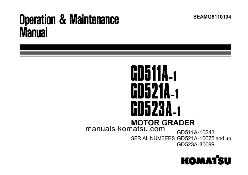 GD511A-1(JPN) S/N 10243-UP Operation manual (English)