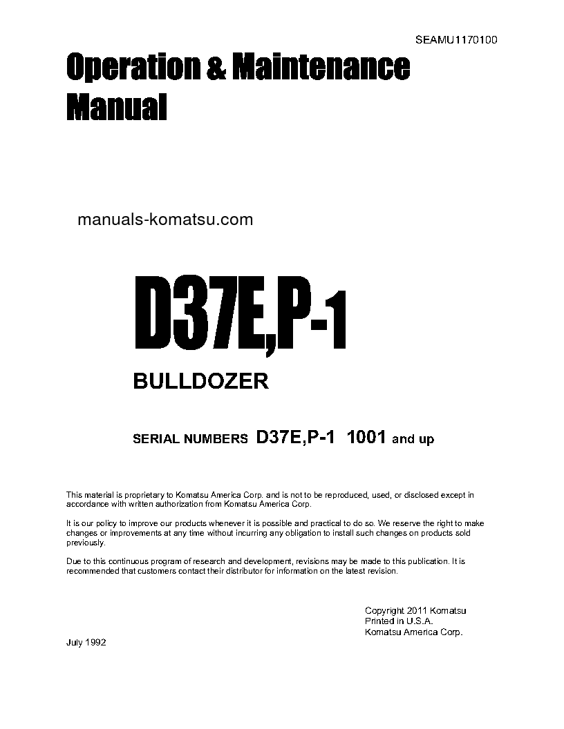 D37E-1(JPN) S/N 1001-1793 Operation manual (English)