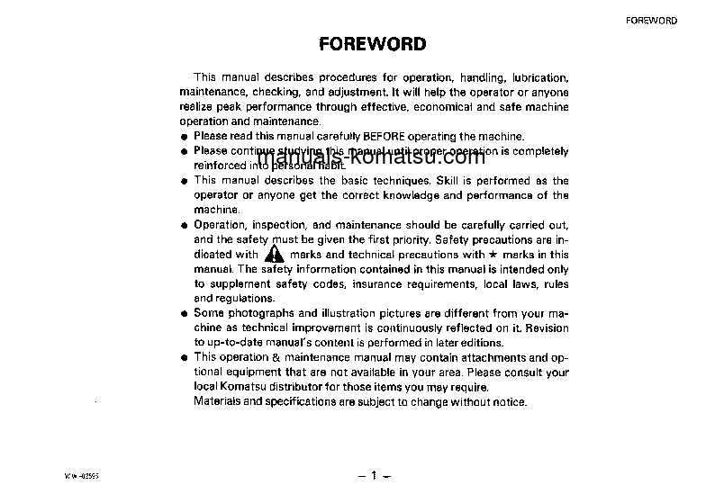 Protected: WA180-1(JPN) S/N 10001-UP Operation manual (English)