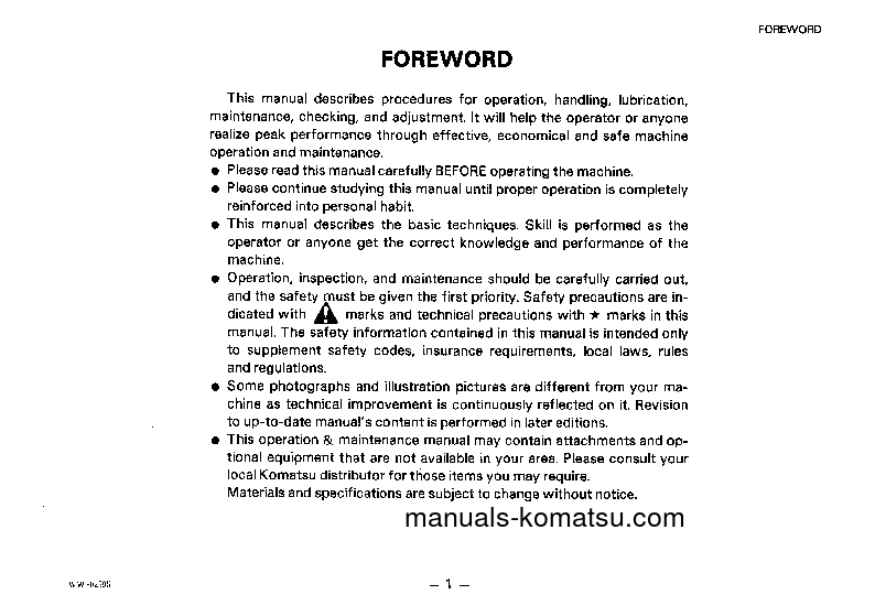 Protected: WA180-1(JPN) S/N 12001-UP Operation manual (English)