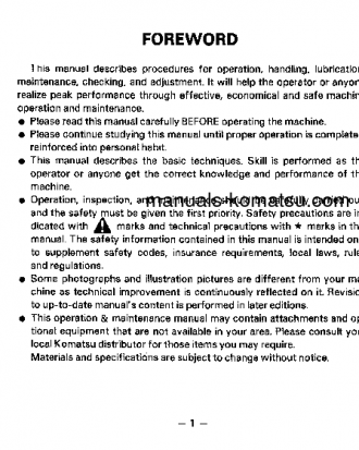 WA320-1(JPN) S/N 20001-UP Operation manual (English)